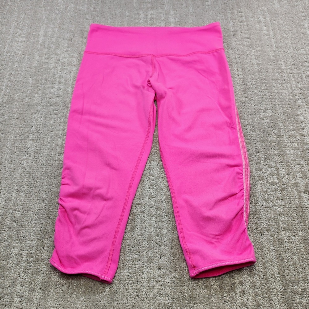 Lululemon Power Flow Crop Leggings Women 6 Pinkelicious Hot Pink Scrunch Stretch